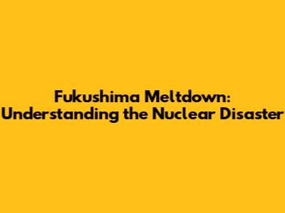 Fukushima Meltdown: Understanding the Nuclear Disaster