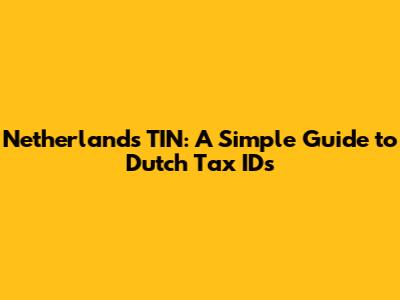 Netherlands TIN: A Simple Guide to Dutch Tax IDs