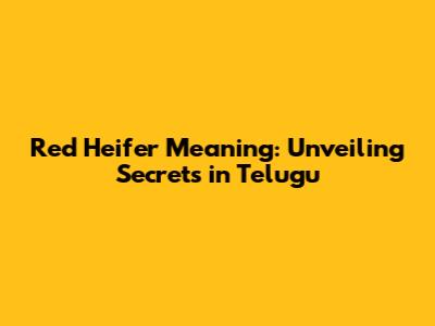 Red Heifer Meaning: Unveiling Secrets in Telugu